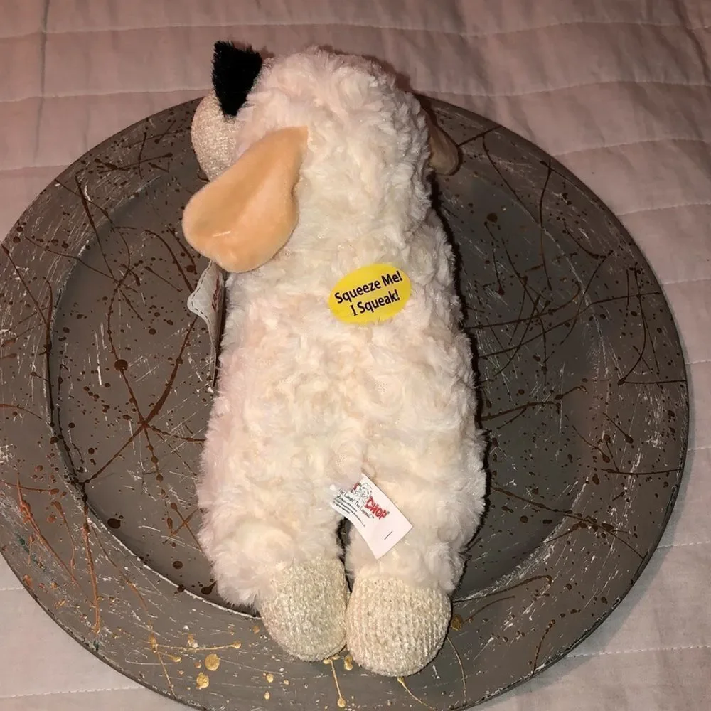 pawtown Plush Ivory Lamb Chop Squeaky Dog Toy